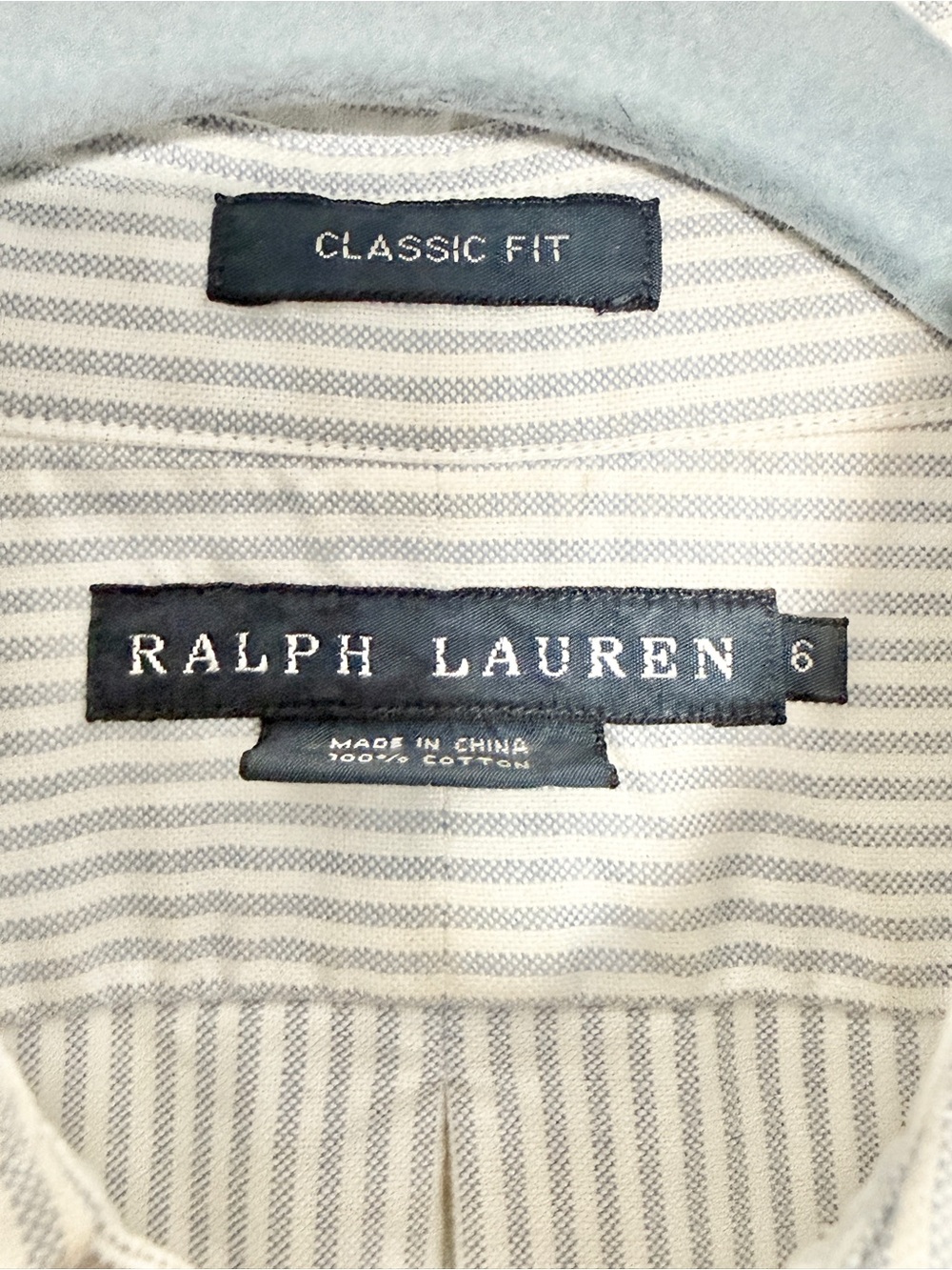 Ralph Lauren Classic Fit Blue White Stripe Oxford Button Down Shirt Women's Sz 6 - Picture 4 of 6